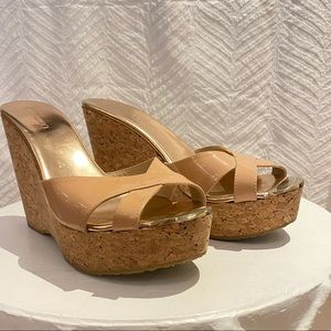 Jimmy Choo Cork Wedge Mule Blush Patent